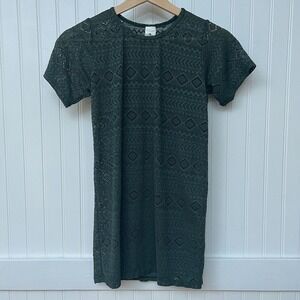 Dreamwave Kids Swimsuit Cover Up Mesh Green Blue Diamond Pattern Short‎ Sleeve